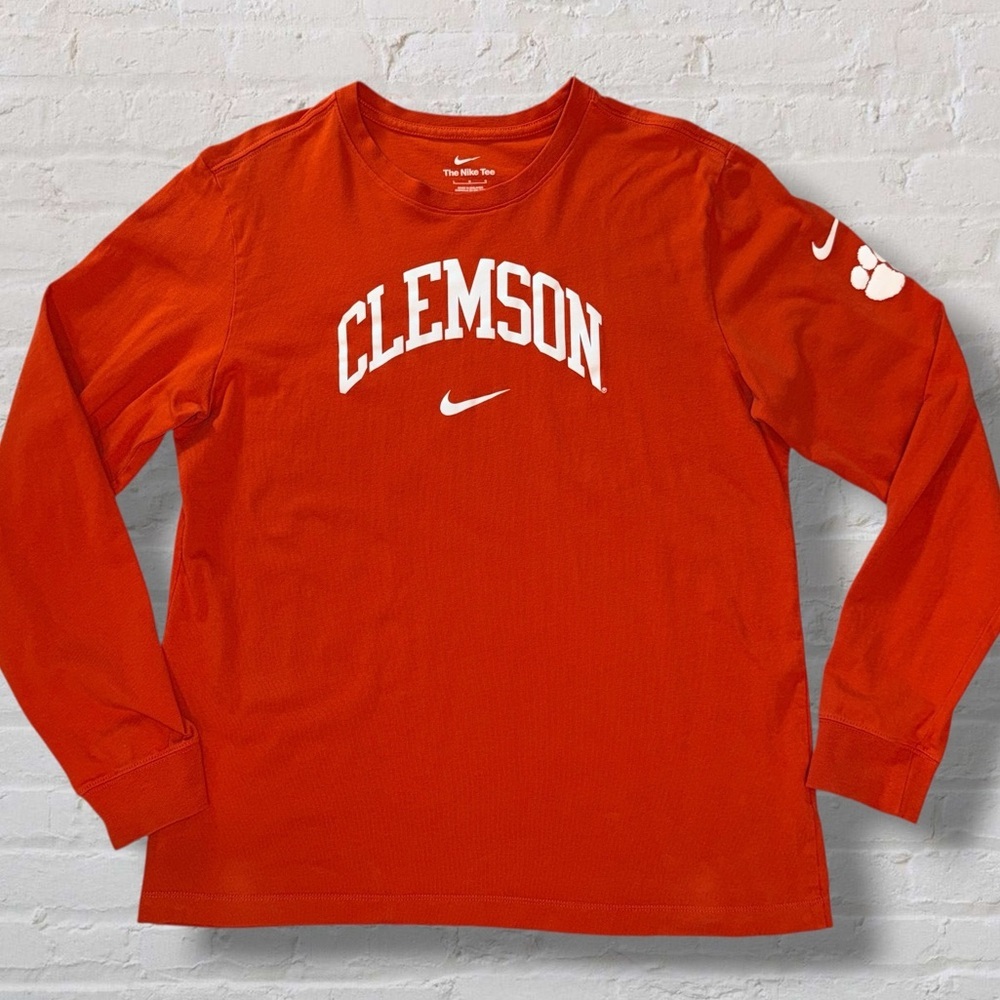 Nike Clemson Tigers Long Sleeve T-Shirt Men’s Size Large Orange Cotton - Picture 3 of 10